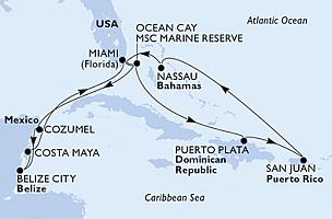 USA, Bahamy, Mexiko, Belize, Dominikánska republika z Miami na lodi MSC Seaside, plavba s bonusom