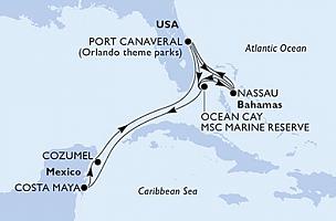 USA, Bahamy, Mexiko z Port Canaveralu na lodi MSC Seashore